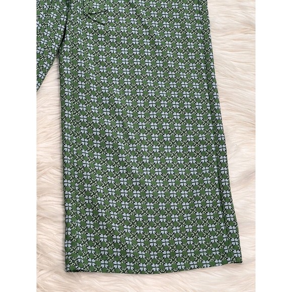 Max Studio Womens High Rise All-Over Print Trousers Wide Leg Green Daisy Size S - Picture 3 of 11